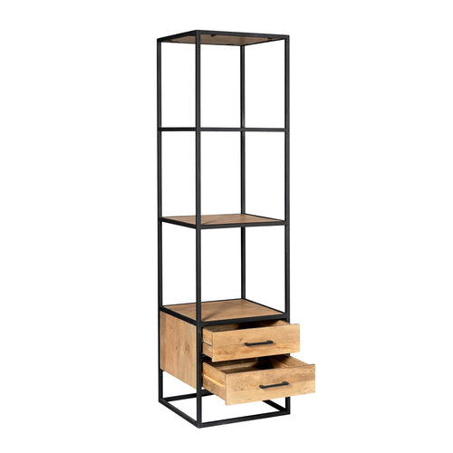 Starfurn Boekenkast Dakota - Naturel Hout - 2-Lades - 55x45x200cm