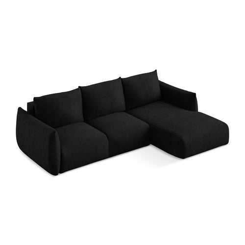 LaMiaSofa hoekbank rechts Savona - chenille stof - zwart - 242x162x90