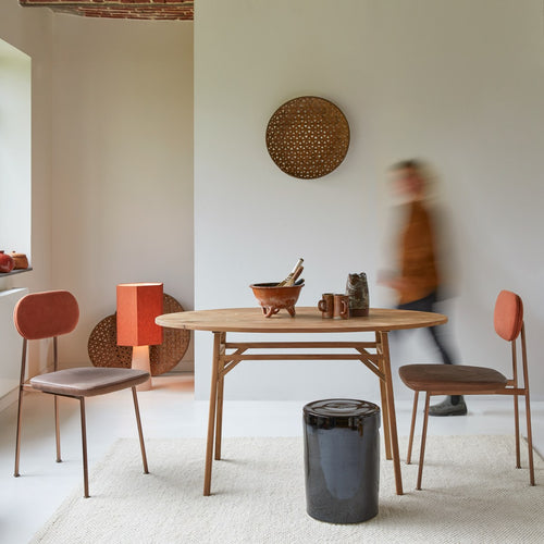 Tikamoon Ovale tafel van gerecycled massief teakhout voor 2/4 personen - Naturel