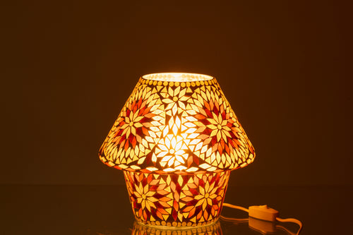 J-Line tafellamp Mozaïek - glas - bruin/donkeroranje - medium