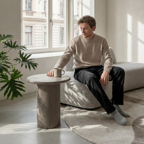Furnhouse ronde salontafel Wave - Beige - Ø 50 cm