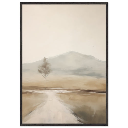 Artfulprints Poster met Lijst Abstract - Tree path   - 70x100 cm - Taupe