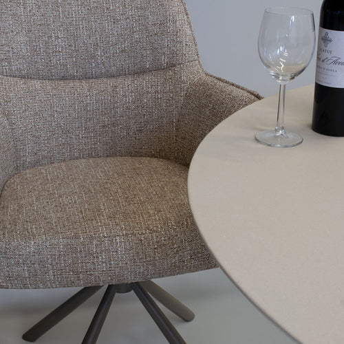 DÉJA Living Eetkamerstoel Zayn - Taupe/Taupe - Draaibaar - Set van 2 - vtwonen shop