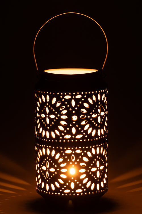 J-Line windlicht Nag - metaal - blauw/wit - large