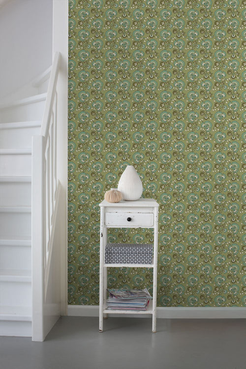 ESTAhome behang vintage bloemen groen - 50 x 900 cm - 131819