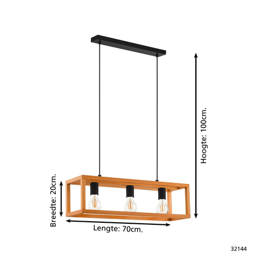 EGLO blackcrown 1 hanglamp Blackcrown 1 - e27 - 70 cm - zwart/bruin - vtwonen shop