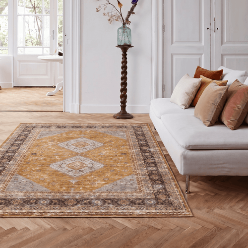 Interieur05 Vintage vloerkleed Nomad Camel/Aubergine