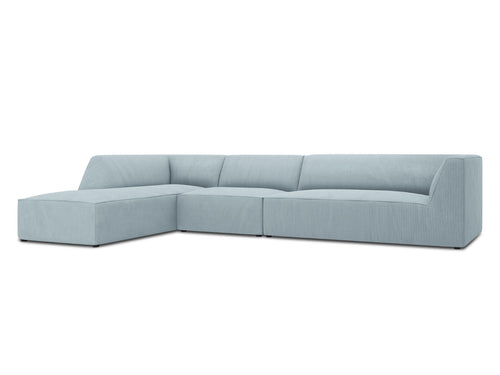 Micadoni linker hoekbank Ruby 5-zits, ribfluwelen, lichtblauw - 180x366x69cm