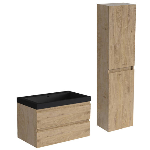 LOMAZOO badmeubelset Avalon - met hoge kast - licht eiken - 80 cm