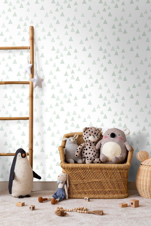 Walls4You behang driehoekjes lichtgroen en wit - 53 cm x 10.05 m - 935319 - vtwonen shop