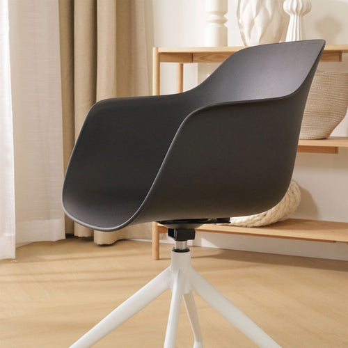 Nolon Nola-Puk Eetkamerstoel Zwart - Draaibaar - Armleuning - Wit - vtwonen shop