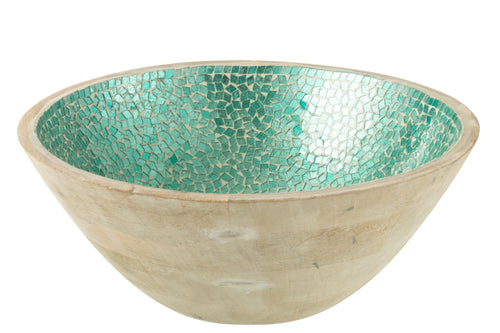 J-Line kom Mozaiek - hout - groen - large