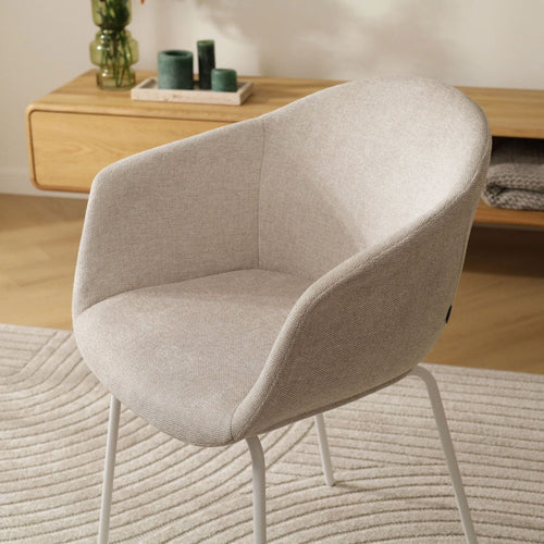 Nolon Nora-Otis Eetkamerstoel Beige - met Armleuning - Wit - vtwonen shop