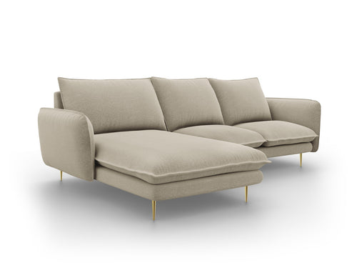 Cosmopolitan Design linker hoekbank Vienna 5-zits, structurele stof, beige - 170x255x95cm