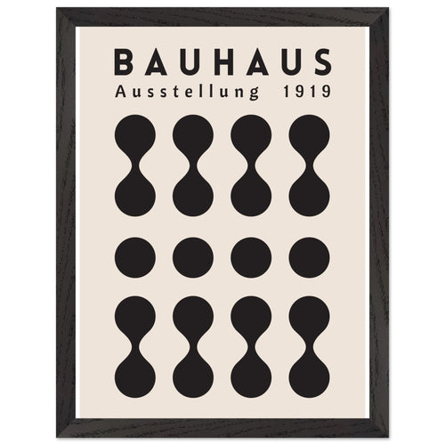 Artfulprints Poster met Lijst Bauhaus - Ausstellung 1919   - 30x40 cm - Zwart / Wit