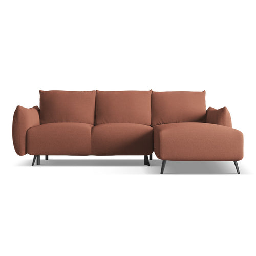 LaMiaSofa hoekbank rechts Genova - chenille stof - gedempt roze - 242x162x86