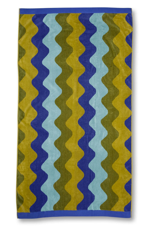 KAAT Amsterdam Strandlaken Waves - 100 x 180 cm - Blauw Groen