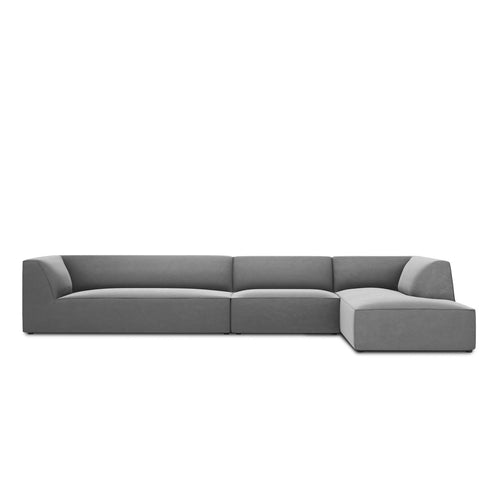 Cosmopolitan Design - Modulaire hoekbank rechts Siena 5-zits, flueel grijs - 180x366x69cm