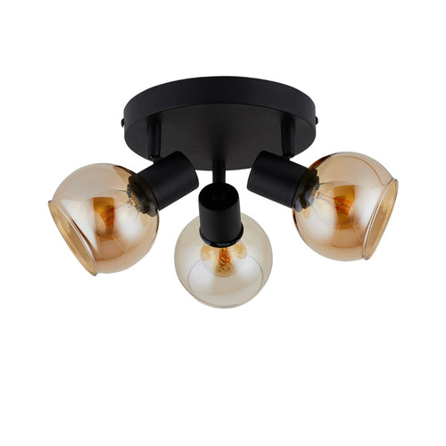 Lighto |Plafondspot zwart met goud glas | 3-lichts | Juna
