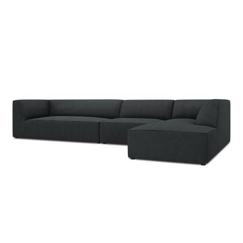 Cosmopolitan Design - Modulaire hoekbank rechts Siena 5-zits, ribfluwelen zwart - 180x366x69cm