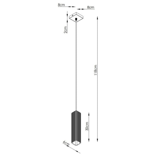 Sollux Lighting Hanglamp RAYO 1 azuurblauw - 8x8x118cm