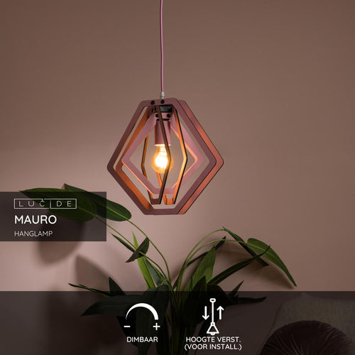 Lucide hanglamp MAURO - 1xE27 - Roze - vtwonen shop