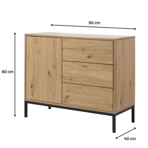 Calicosy - LENNY Ladekast Slaapkamer - Eiken - 40x90x80 cm
