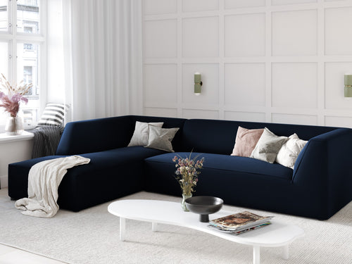 Micadoni linker hoekbank Ruby 4-zits, flueel, koningsblauw - 180x273x69cm