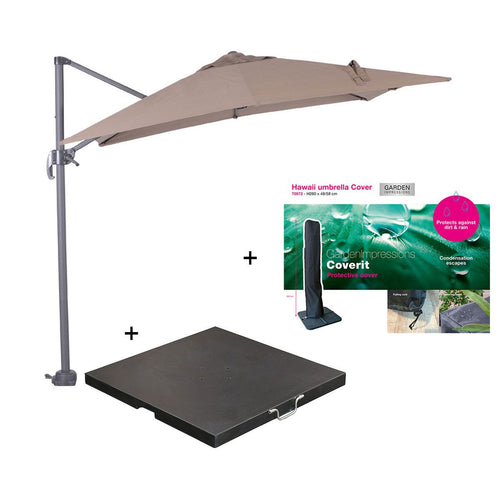 Garden Impressions zweefparasol Hawaii S taupe 250x250 cm incl 60 kg voet en hoes - vtwonen shop