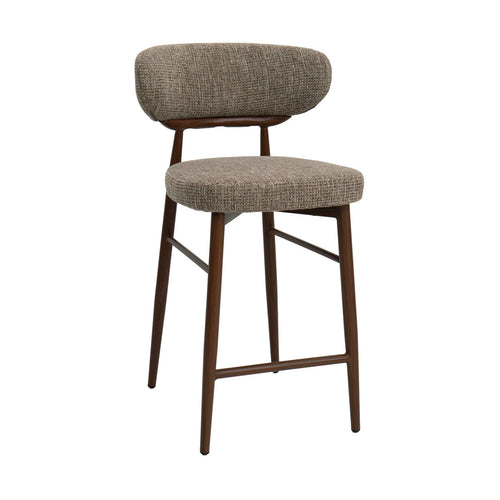 DÉJA Living Barkruk Milan - Taupe/Walnoot - Zithoogte 75cm - Set van 2