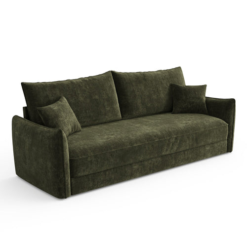 Sia Home - Slaapbank PLUME - fluweel met structuur kaki groen 213.5cm