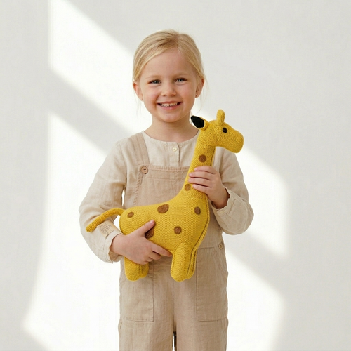 Pintado & Lacado knuffeldier Giraffe - geel - 40 cm