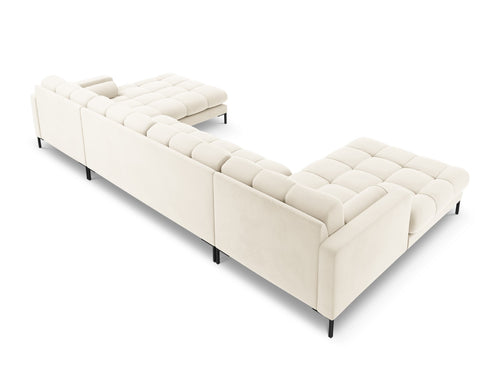 Cosmopolitan Design Panoramische bank Bali 7-zits, flueel, lichtbeige - 185x383x75cm