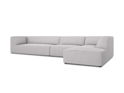 Micadoni rechter hoekbank Ruby 5-zits, structurele stof, lichtgrijs - 180x366x69cm
