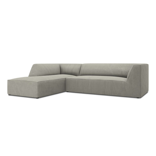 Cosmopolitan Design - Modulaire hoekbank links Siena 4-zits, ribfluwelen lichtgrijs - 180x273x69cm
