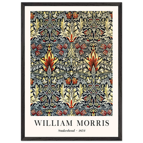 Artfulprints Poster met Lijst William Morris - Snakeshead 1876   - A4 21x29.7 cm - Blauw