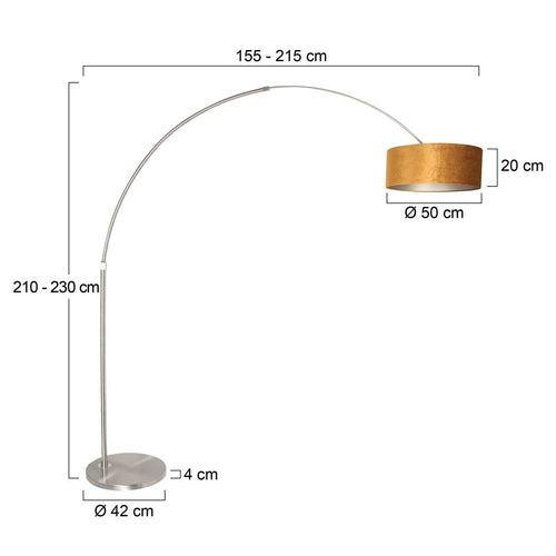 Steinhauer vloerlamp Sparkled - 1 lichts - 190x 230 cm - mat chroom goud