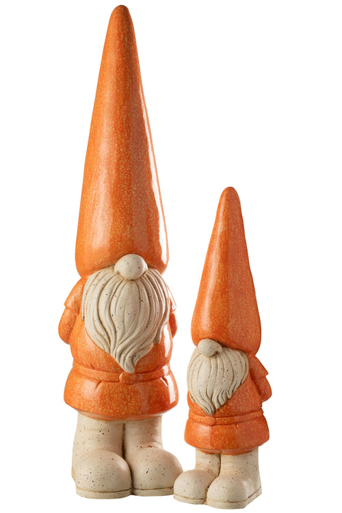 J-Line figuur Kabouter Buiten - kunststof - oranje - large