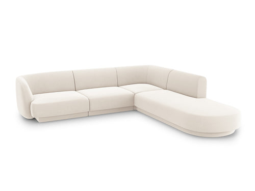 Micadoni rechter hoekbank Miley 6-zits, flueel, lichtbeige - 248x255x70cm