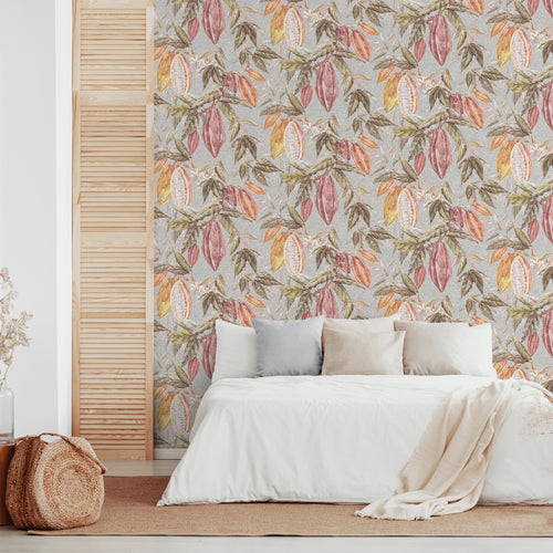 Sanders & Sanders behang bladeren vergrijsd groen, grijs en terracotta - 53 cm x 10 m - 640220 - vtwonen shop