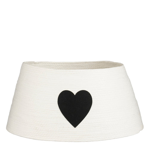 Mica Decorations Kerstboomrok met Hart - L50 x B50 x H26 cm - Papier, Vilt - Wit, Zwart - vtwonen shop