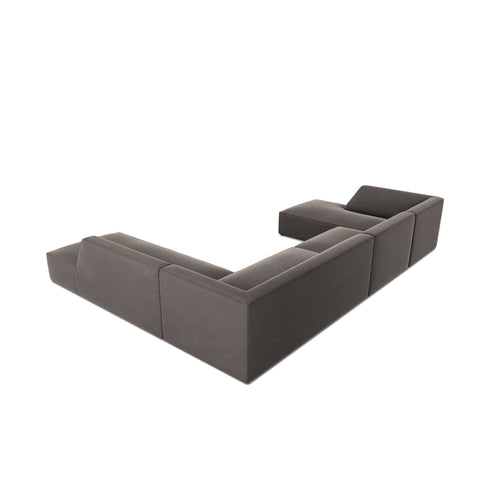 Cosmopolitan Design - Panoramische hoekbank Siena 7-zits, flueel donkergrijs - 273x366x69cm