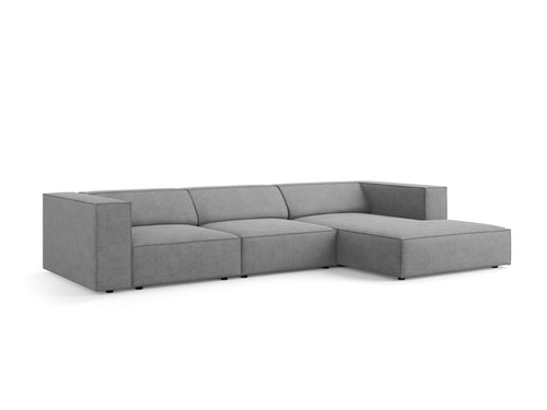 Cosmopolitan Design rechter hoekbank Arendal 4-zits, chenille met ribbeleffect, donkergrijs - 166x284x70cm