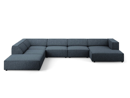 Cosmopolitan Design Panoramische hoekbank links Arendal 7-zits, chenille, koningsblauw - 262x364x70cm