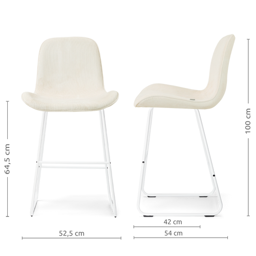 Nolon Nino-Fé barkruk rib beige - wit onderstel - 75 cm - vtwonen shop