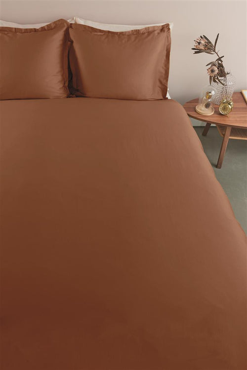 Ambiante Satin Uni dekbedovertrek - Eenpersoons - 140x200/220 cm - Bruin - vtwonen shop