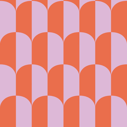 ESTAhome behang art deco bogen lila paars en oranje - 53 cm x 10.05 m - 139982 - vtwonen shop