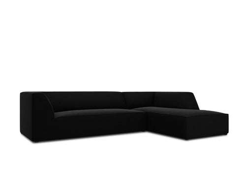 Micadoni rechter hoekbank Ruby 4-zits, flueel, zwart - 180x273x69cm