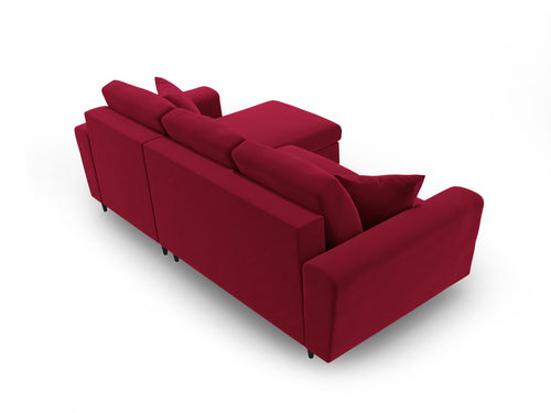 Cosmopolitan Design Omkeerbare converteerbare hoekbank met opbergdoos Kyoto 4-zits, flueel rood - 145x241x88cm