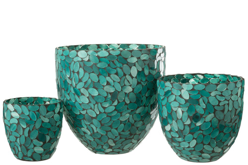 J-Line windlicht Mozaiek - glas - azuur - large - vtwonen shop